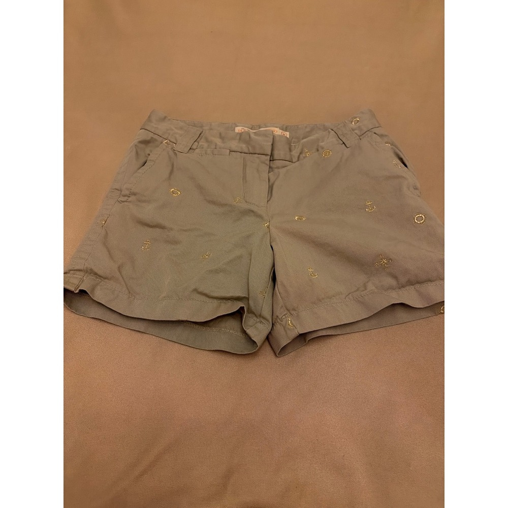 J.Crew Chino Shorts Womens 6 Tan Khaki Gold Nautical Embroidered Mermaid Anchor